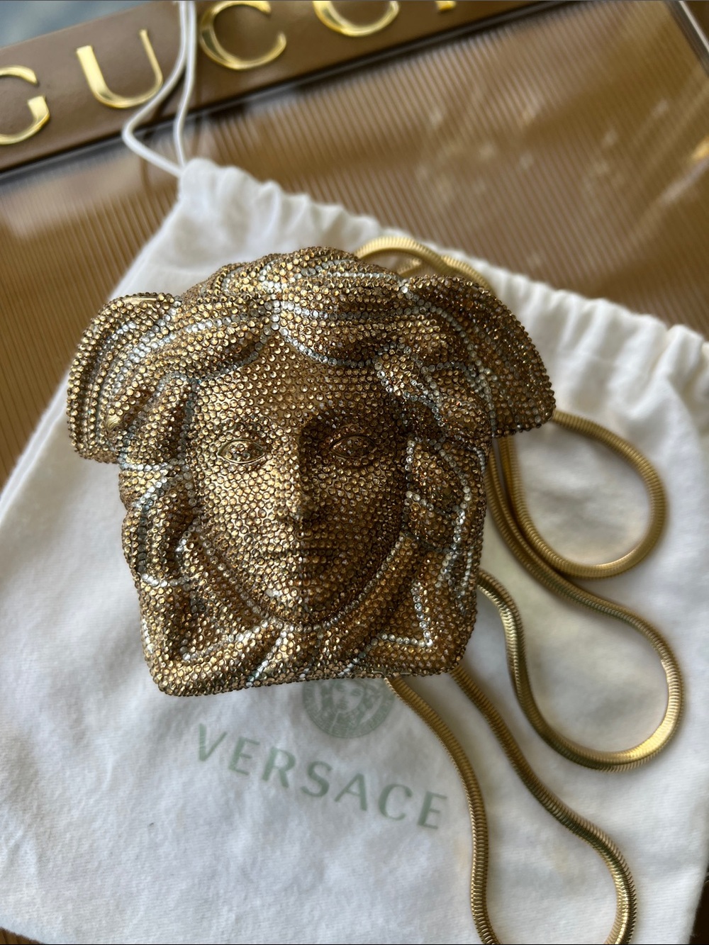 Versace Gold Medusa Mini Bag with Chain - Picture 3 of 11